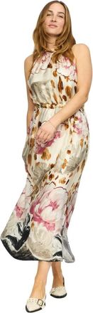 2-Biz Elegante Rose Border Halternek Jurk - Dames - Casual kleedjes - Veelkleurig - 2XL - Kleedjes