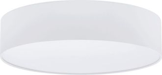 Loops Flush Ceiling Light Colour White Round White Fabric Shade Bulb E27 3x60W