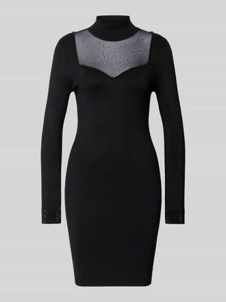 Guess Slim Fit Kleid aus Viskose-Mix mit Ziersteinbesatz Modell Lucy in Black, Gr&ouml;&szlig;e XL