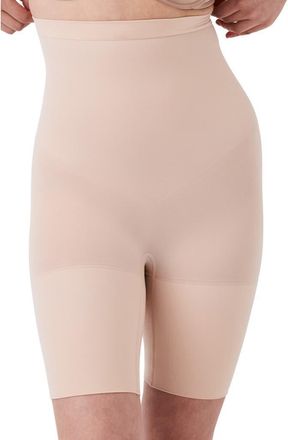 Spanx SPANXsculpt Seamless Power High Waist Mid Thigh Shorts in Oat at Nordstrom, Size Medium