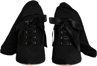 Dolce & Gabbana Black Stiletto Heels Mid Calf Boots Womens Shoes (Pre-Owned)