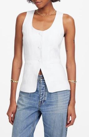 Madewell Linen Scoop Neck Cutaway Vest in Salt at Nordstrom Rack, Size 14