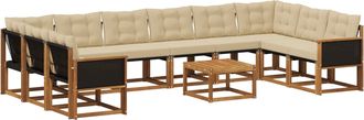 vidaXL Conjunto De Sof&aacute;s De Exterior 11 Uds. Natural Y Beige Vidaxl