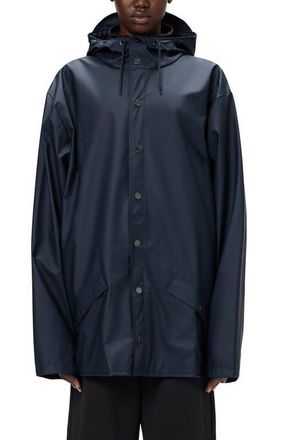 Rains Gender Inclusive Lightweight Hooded Waterproof Rain Jacket in Navy at Nordstrom, Size Large