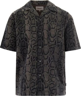Carhartt Work in Progress S/S Snake Camo Shirt - Heren - Korte mouwen Overhemden - Bruin - S - Katoen - Overhemden