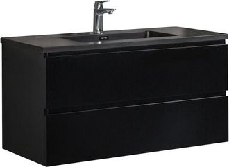 Badplaats Mobile da bagno Angela 100cm Nero Opaco con Lavello Nero - armadio mobiletto