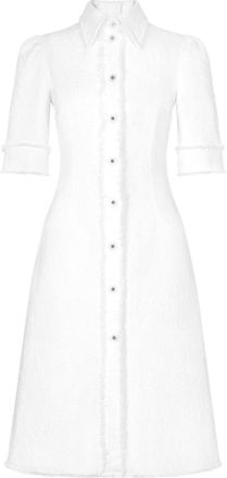 Dolce & Gabbana tweed midi shirtdress - women - Flax/Cotton/Nylon/Elastane/Silk - 40 - White