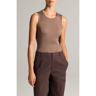 Vince Sleeveless Cotton Rib Shell in Taupe Haze at Nordstrom, Size Xx-Small