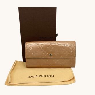 Louis Vuitton Vernis Beige Patent Leather Long Wallet (Bi-Fold) (Pre-Owned)