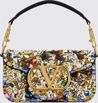 Valentino Garavani Mini borsa Loc&ograve; in seta ricamata con paillettes e strass