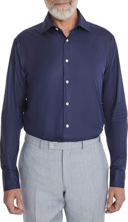 Jack Victor Adlam Solid Herringbone Dress Shirt in Navy at Nordstrom Rack, Size 15.5