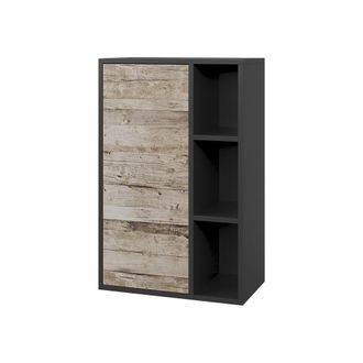 Vicco Estante De Pared Berno, Roble Negro/arena, 50.1 X 78.4 Cm Con 2 Compartimentos Cerrados, Vicco