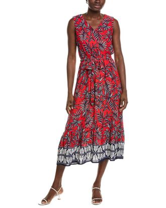 Jones New York V-Neck Sleeveless Smocked Waist Midi Dress