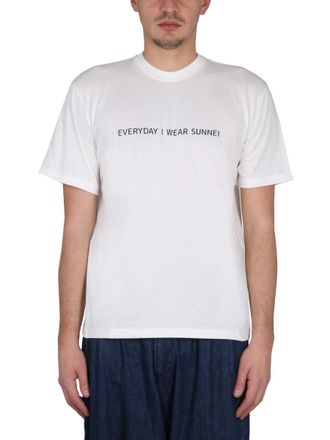 Sunnei Logo Embossed Crewneck T-Shirt - White