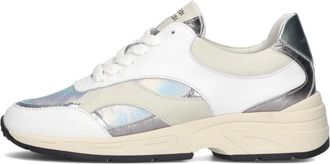 PIEDI NUD 1 Schoenen, Dames, Wit, 41 EU, Leer, Witte lage sneakers met metallic overlays