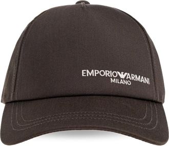 Emporio Armani Accessoires, Heren, Grijs, ONE Size, Leer, Baseballpet