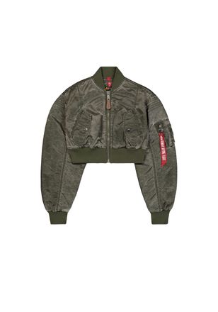 Alpha Industries Bomberjacke ALPHA INDUSTRIES MA-1 Vintage Cropped Light W, Damen, Gr. L, gr&uuml;n (schwarz olive), Obermaterial: 100% Nylon, Futter: 100% Nylon, Rib: 99% 