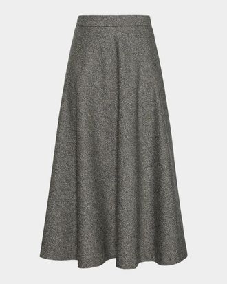 Max Mara Heathered Knit A-Line Midi Skirt