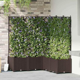 vidaXL Vidaxl - Maceta De Jard&iacute;n Con Enrejado 5 Pcs Marr&oacute;n 120 X 120 X 143 Cm