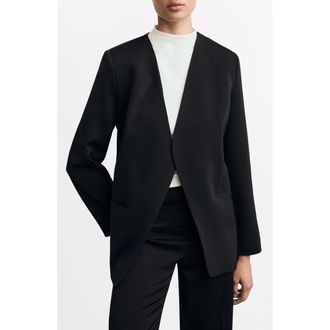 Mango Double Breasted Suit Jacket in Black at Nordstrom Rack, Size Large