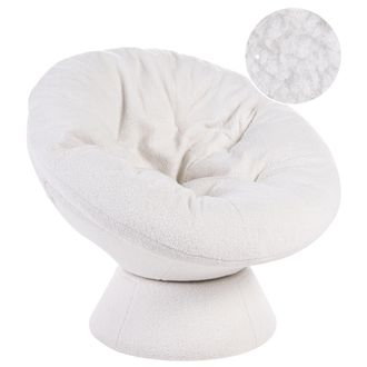 Beliani Sill&oacute;n Giratorio De 360&deg; Forma Bowl Estilo Moderno De Boucl&eacute; Blanco Crema Ringsted