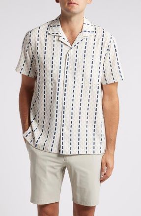 Swannies Dean Broken Stripe Camp Shirt in Tan at Nordstrom, Size Medium