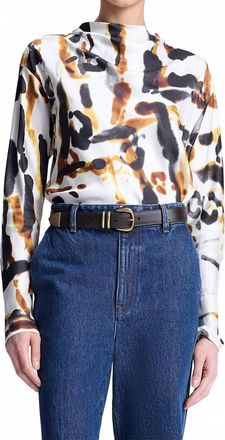 A.L.C. Georgia Satin Top In Black/camel