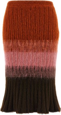 Fendi Multicolor Wool Midi Womens Skirt