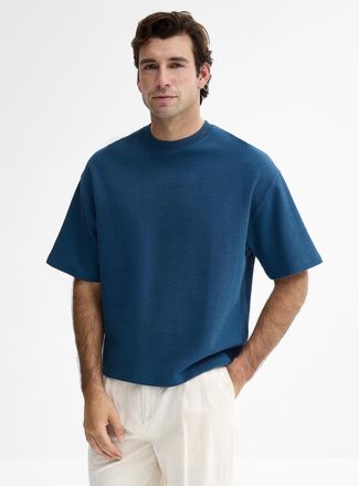 Le 31 Mens Thick textured jersey T-shirt Oversized fit
