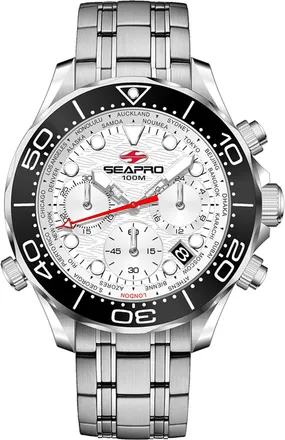 Seapro Mens Mondial Timer White Dial Watch