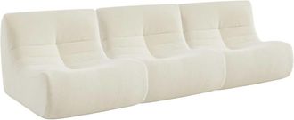 Sweeek Sof&aacute; modular en borreguito texturizado, 3 plazas, blanco