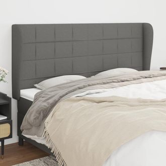 vidaXL Cabecero Con Orejas De Tela Gris Oscuro 203x23x118/128 Cm Vidaxl