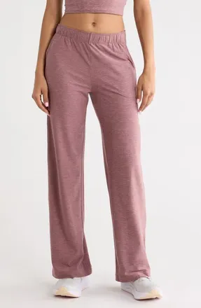 Zella Restore Soft Straight Leg Pull-On Pants in Purple Shake Melange at Nordstrom, Size Xx-Large