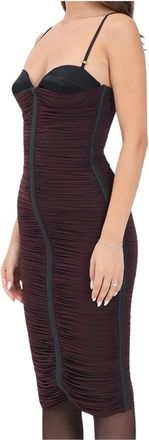 Elisabetta Franchi Kleedjes, Dames, Paars, L, Abito in Lycra Arricciato