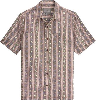 Royal Robbins Camino Pucker Short Sleeve Recycled Polyester Button-Up Shirt in Mahogany Botanist at Nordstrom, Size X-Large