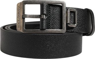 Dolce & Gabbana Kalfsleren Riem - Heren - Riemen - Zwart - ONE Size - Leer - Accessoires