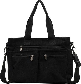 Generic College Tote Bag - Corduroy Shoulder Carry, Corduroy Shoulder TOTIES, Spacious College Bag | Travel Storage Pack, Organized Tote Bags, Use For Bottles