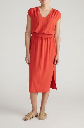 Universal Standard Tish Divine Jersey Midi Dress in Shoreline Sunset Red at Nordstrom, Size Xx-Large