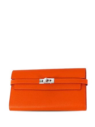 Herm&egrave;s 2016 Epsom Kelly Longue Wallet long wallets - women - Calf Leather - One Size - Orange