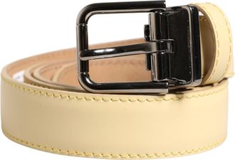 Dolce & Gabbana Men Yellow Classic Leather Metal Buckle Belt Calf