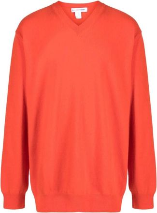 Comme Des Gar&ccedil;ons Sweater Knit - Heren - V-hals truien - Oranje - L - Wol - Truien & Vesten