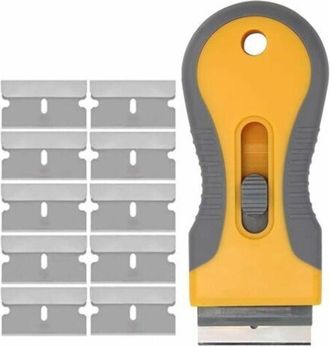 OEM Raspador De Vitrocer&aacute;mica Con 10 Cuchillas Met&aacute;licas: No Raya La Superficie, Es Muy Duradero Y Sirve Para Quitar Pegatinas, Cristales, Espejos Y Suelo