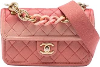 Chanel Pre-owned The Sunset On The Sea Flap Bag - Dames - Vintage Schoudertas - Roze - ONE Size - Leer - Vintage