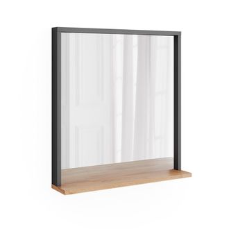 Vicco Espejo De Pared Orlando, Antracita/roble Dorado, 57 X 60 Cm Con Espejo