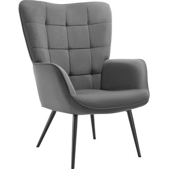 TecTake Sill&oacute;n tapizado 72 x 76 x 100,5 cm corderoy fino antracita/negro