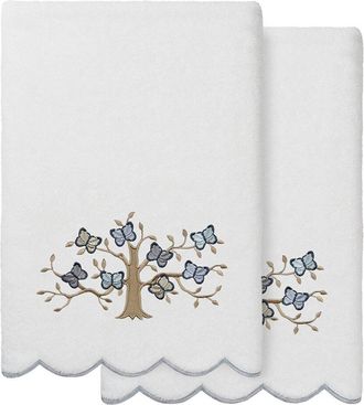 Linum Home Textiles 100% Turkish Cotton Teresa Scallop 2Pc Embellished Bath Towel Set