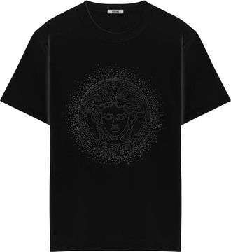 Versace T-Shirts, female, Black, XS, Medusa Cotton T-Shirt