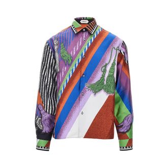 Versace Silk twill shirt with Formula 6 print Man 50