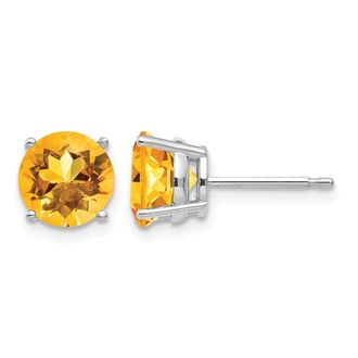 Diamond2Deal 14k White Gold 7mm Citrine earring