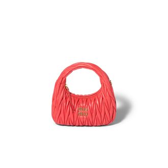 Miu Miu Wander Matelass&eacute; Nappa Leather Hobo Bag, Woman, Coral